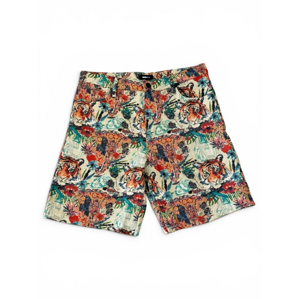 Fashion Nova Men Ansel Tapestry Relaxed Shorts Tiger Floral Multicolor Size 34
